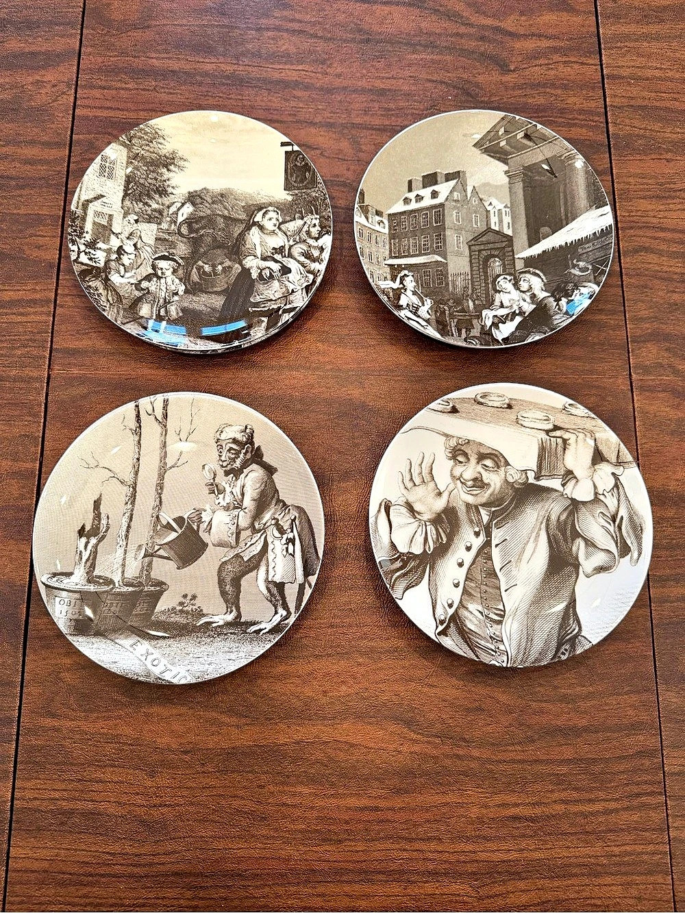 Williams-Sonoma The Satirical Art of William Hogarth Set of 8 Decorative Plates